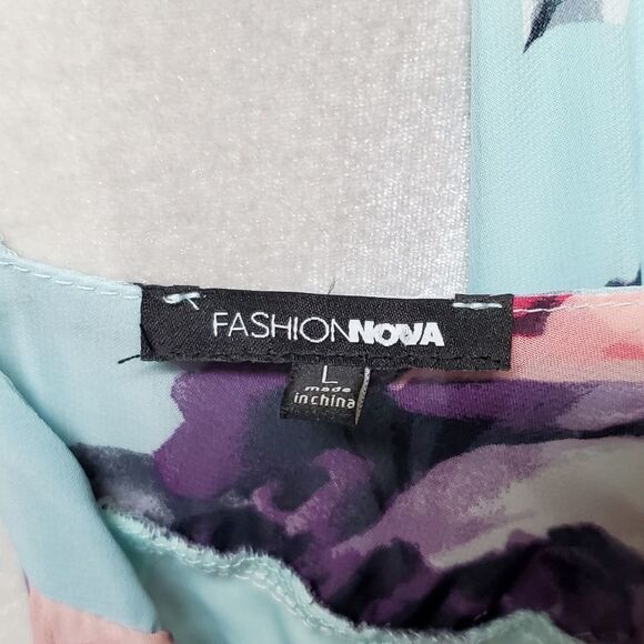 FASHION Nova Dazed In Floral Maxi Dress Layered Ruffle Backless V-neck Large - Picture 12 of 13